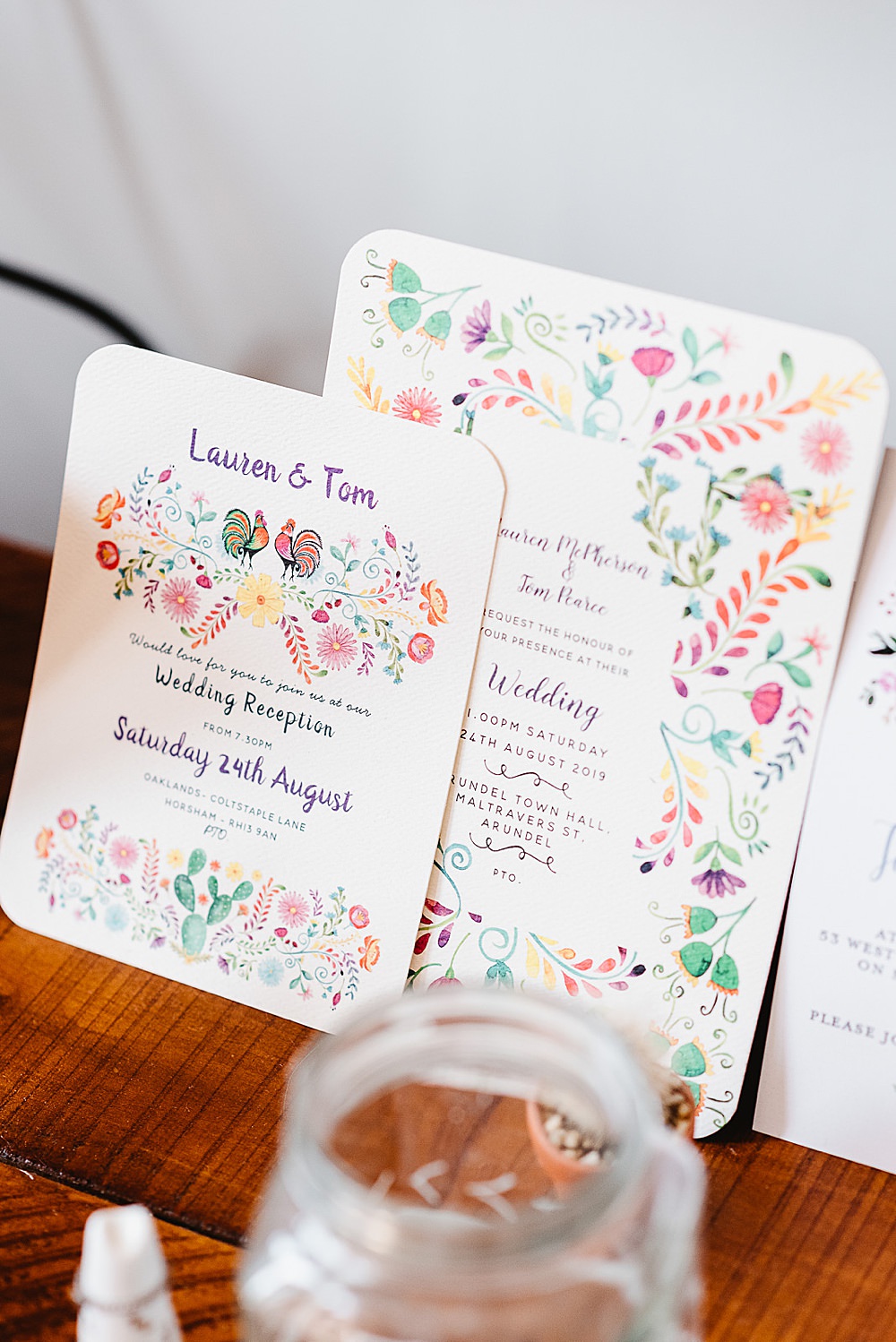 Floral Colourful Stationery Invite Invitations DIY Tipi Wedding Fiona Kelly Photography