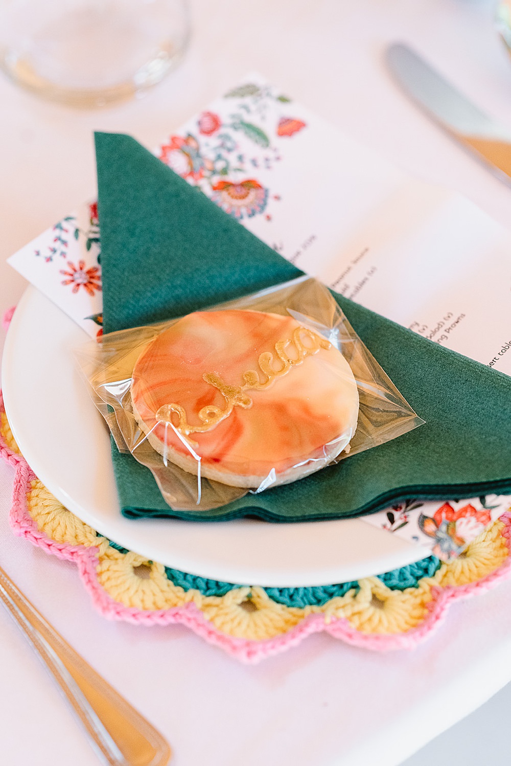 Place Setting Menu Cookie Place Name DIY Tipi Wedding Fiona Kelly Photography