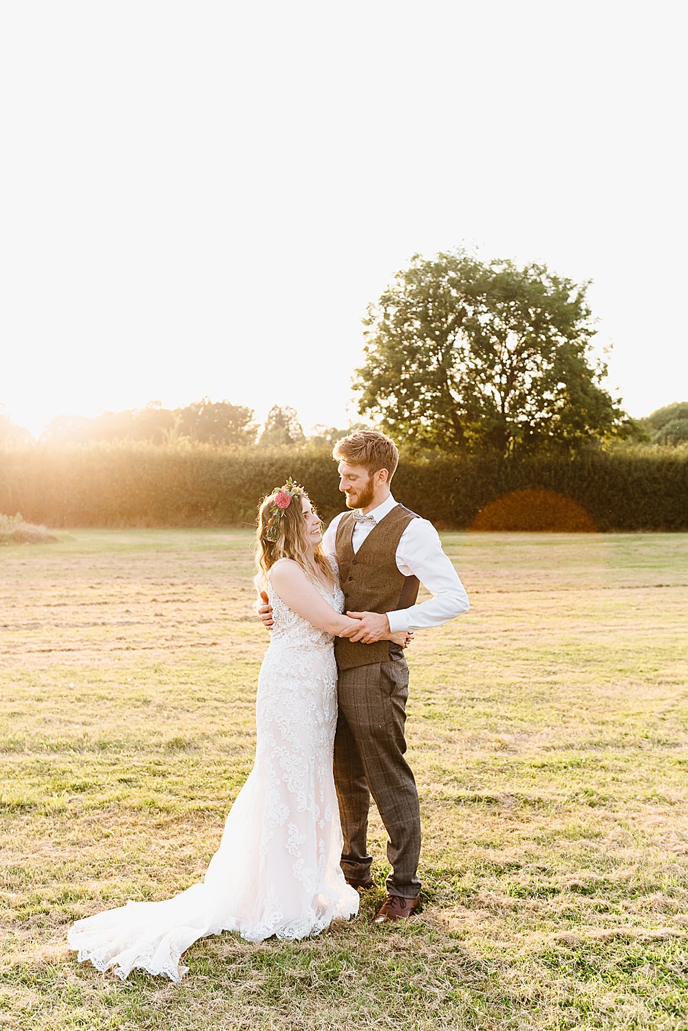 Dress Gown Bride Bridal Lace Pink Kenneth Winston DIY Tipi Wedding Fiona Kelly Photography