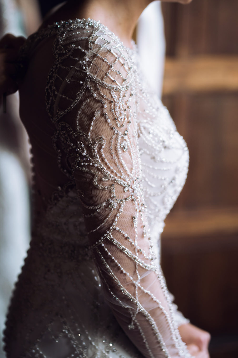 Bride Bridal Dress Gown Justin Alexander Embellished Long Sleeves Decadent Christmas Wedding Jessica Raphael Photography