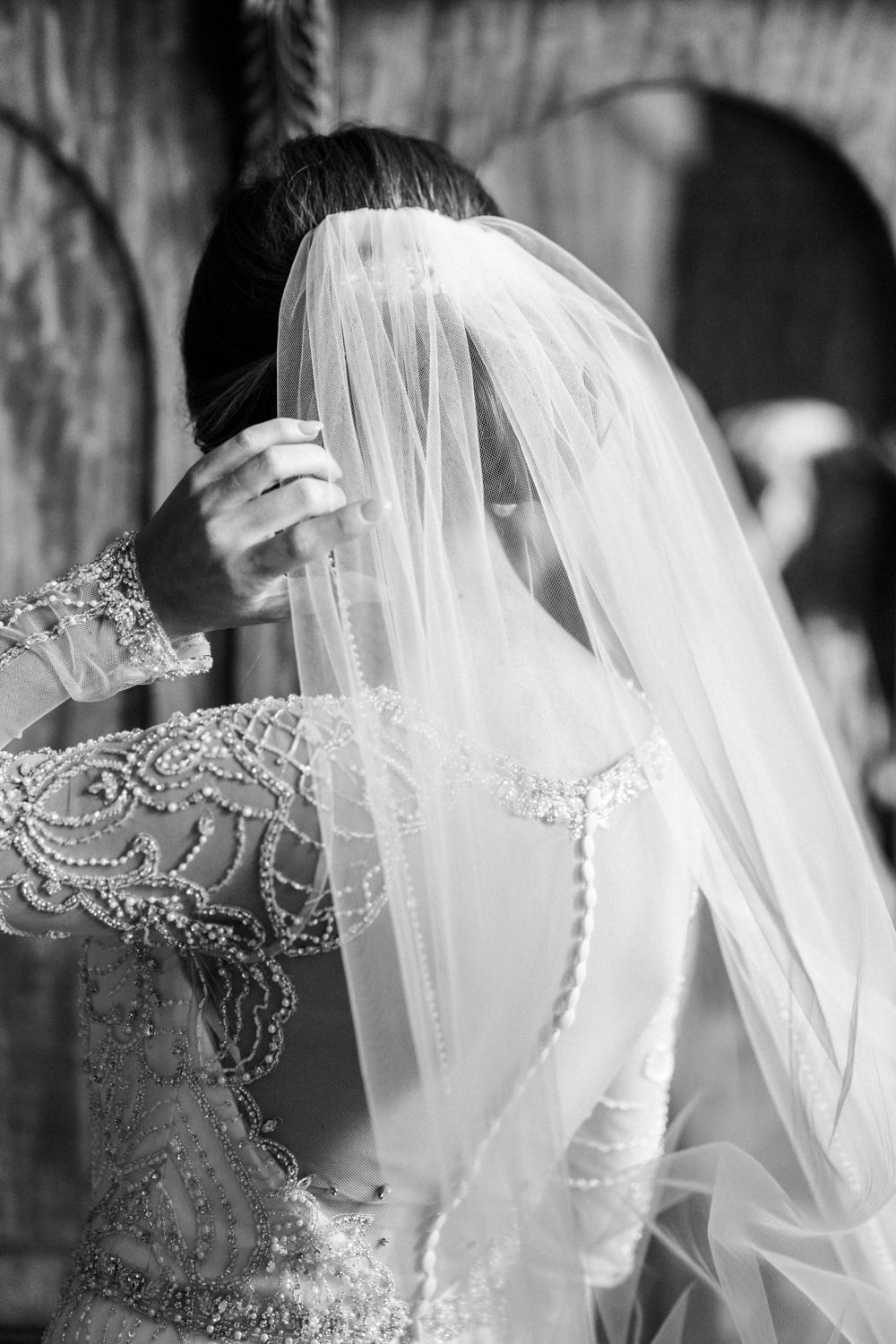 Bride Bridal Hair Style Veil Decadent Christmas Wedding Jessica Raphael Photography