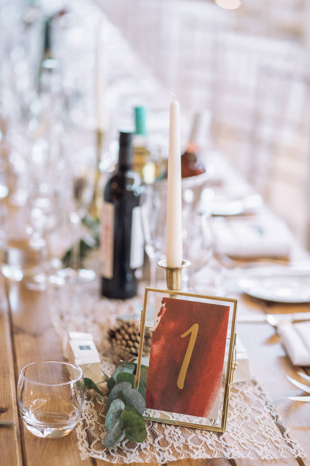Acrylic Red Gold Table Number Decadent Christmas Wedding Jessica Raphael Photography