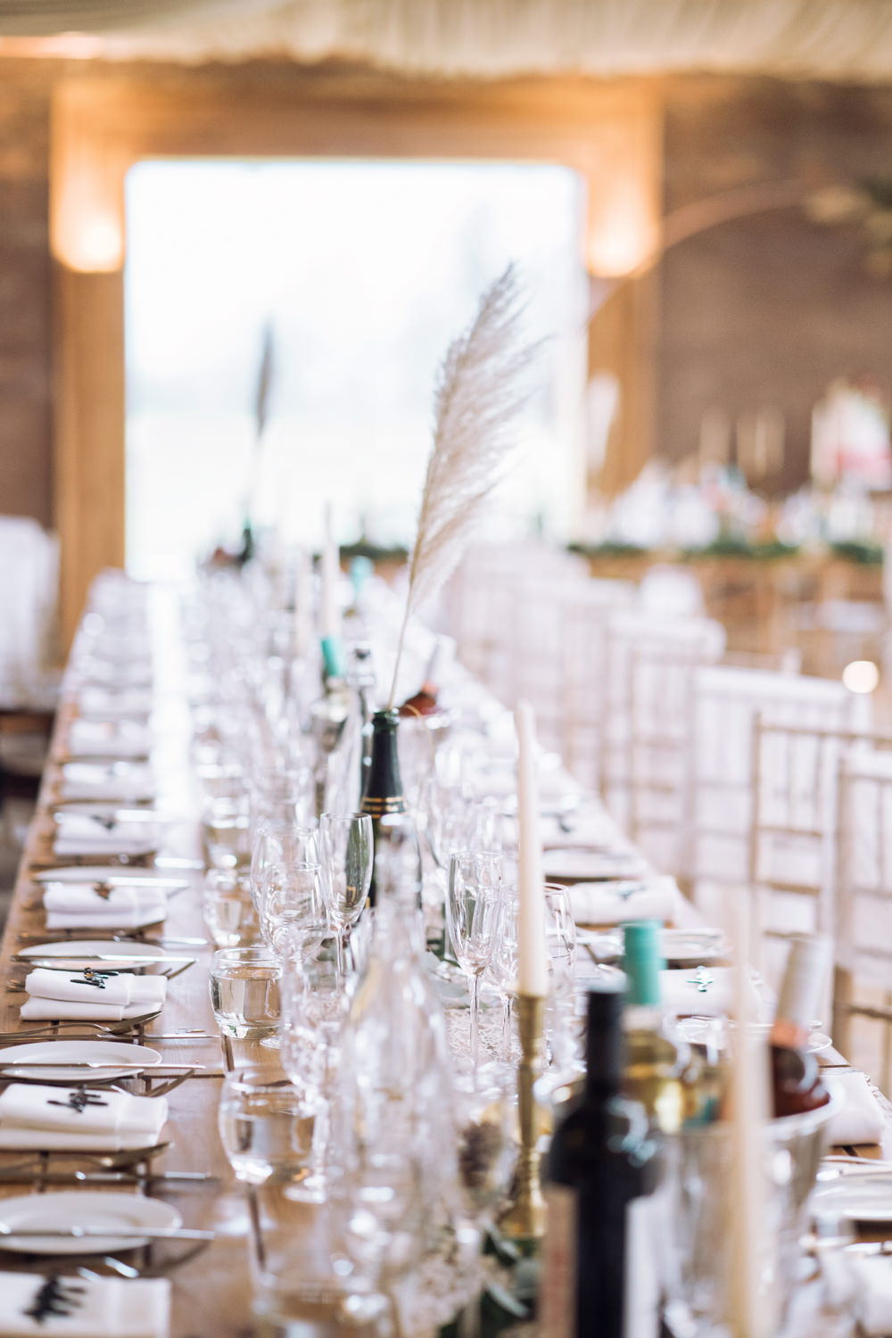 Table Decor Pampas Grass Greenery Foliage Decadent Christmas Wedding Jessica Raphael Photography
