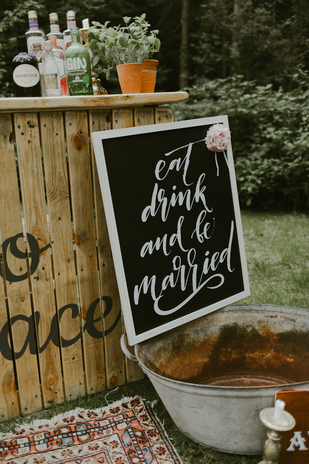 Bar Drinks Sign Signs Signage Dreamy Woodland Wedding Ideas Jasmine Andrews Photography