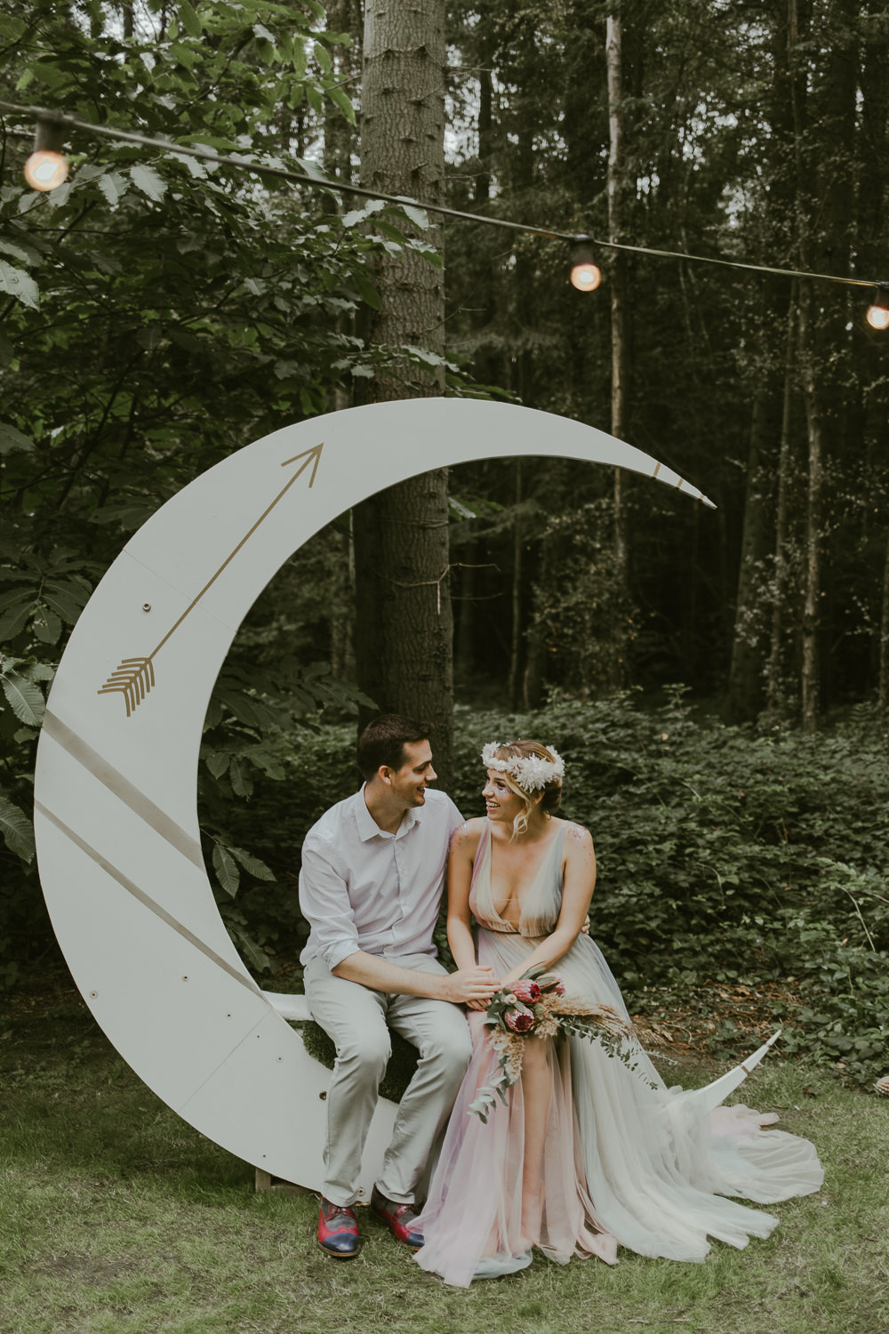 Crescent Moon Backdrop Photo Booth Dreamy Woodland Wedding Ideas Jasmine Andrews Photography