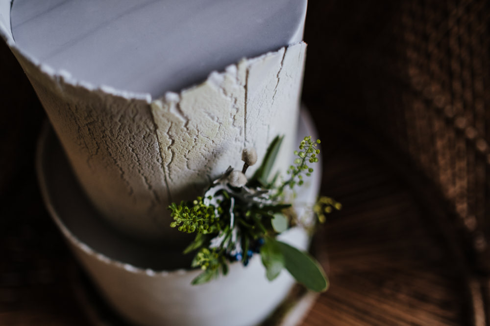 Bark Stone Cake Greenery Foliage Ethical Wedding Ideas Jenna Kathleen Photographer