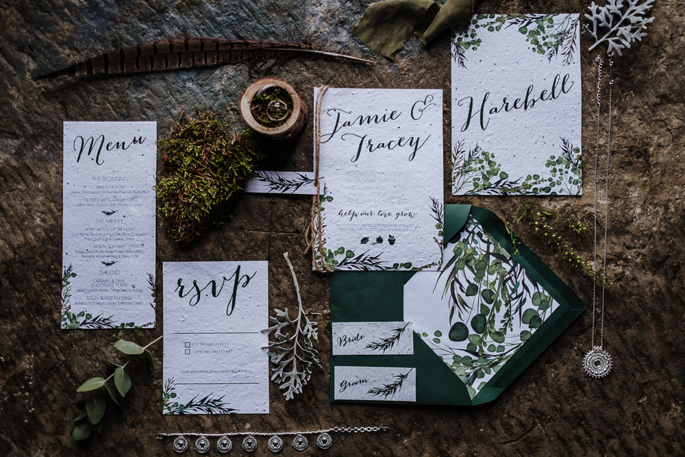 Stationery Invites Invitations Greenery Foliage Suite Ethical Wedding Ideas Jenna Kathleen Photographer
