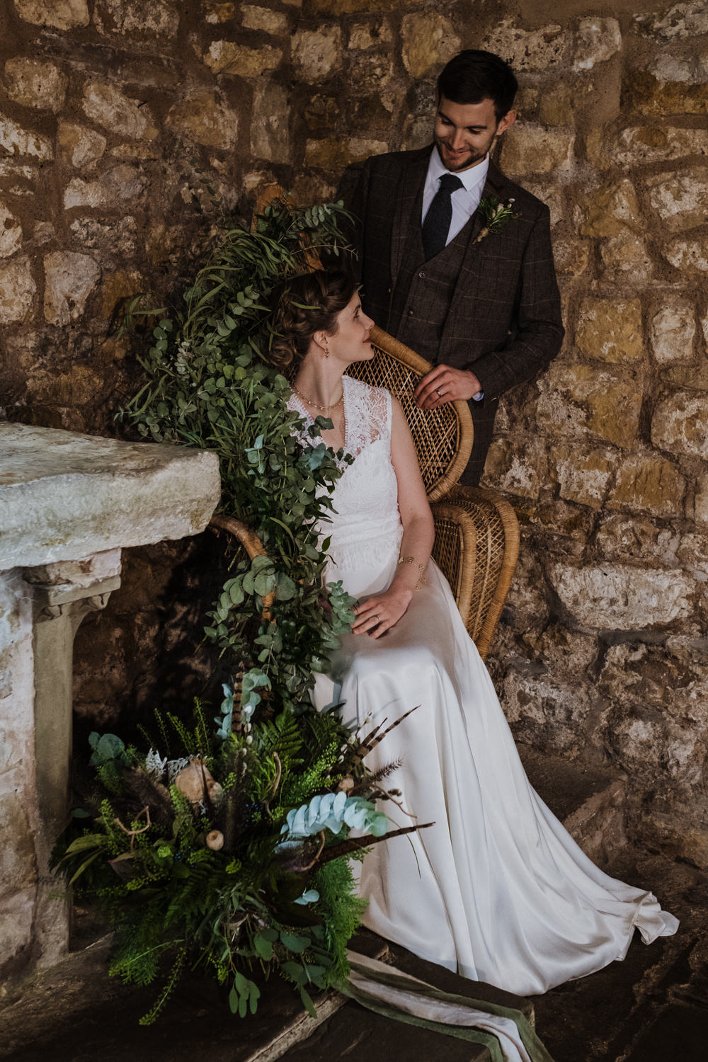 Peacock Chair Greenery Foliage Ethical Wedding Ideas Jenna Kathleen Photographer