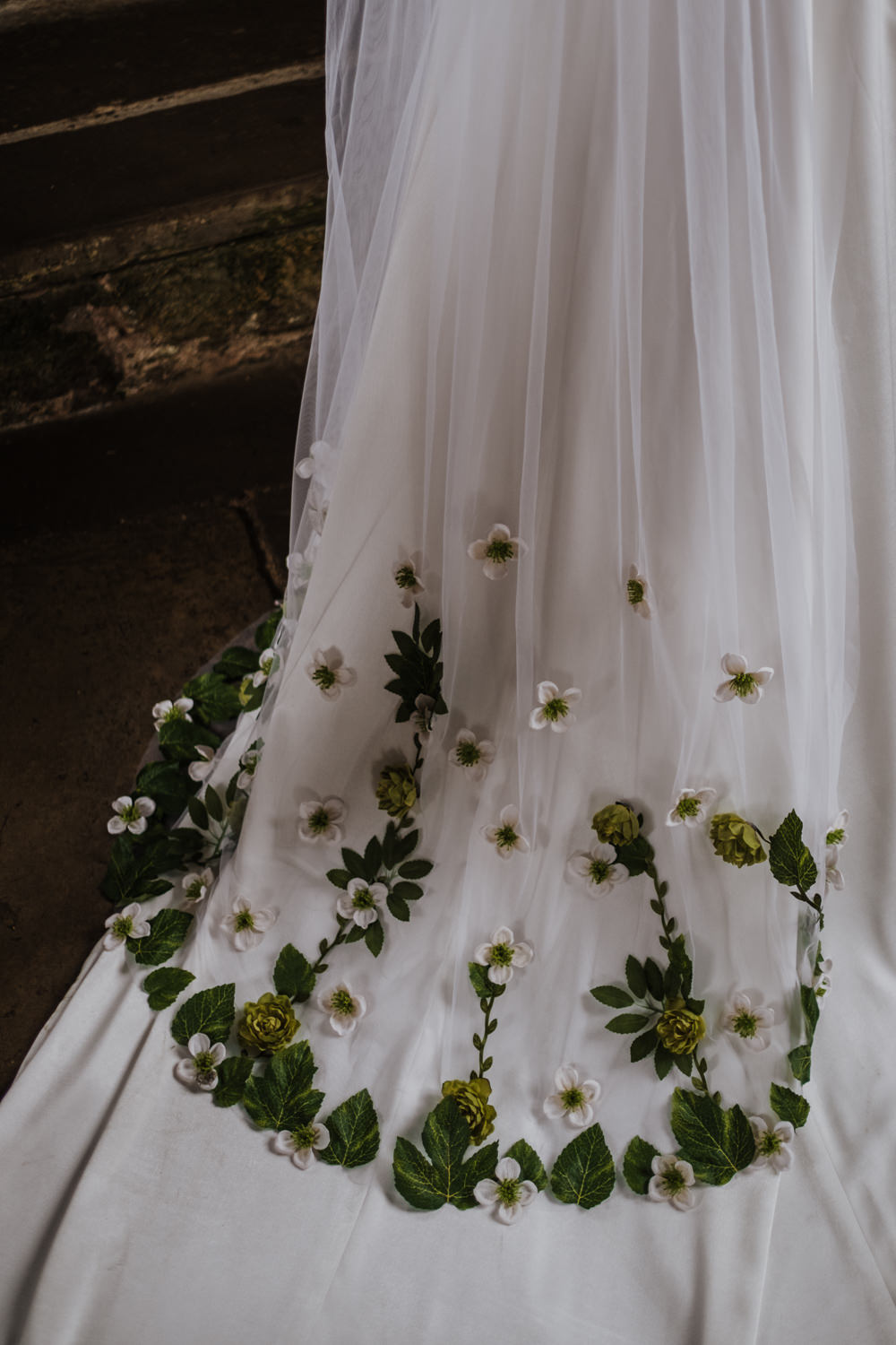 Dress Gown Bride Bridal Lace High Neck A-Line Skirt Veil Ethical Wedding Ideas Jenna Kathleen Photographer