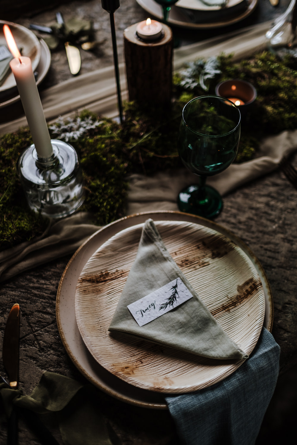 Place Setting Decor Plate Napkin Place Name Card Ethical Wedding Ideas Jenna Kathleen Photographer