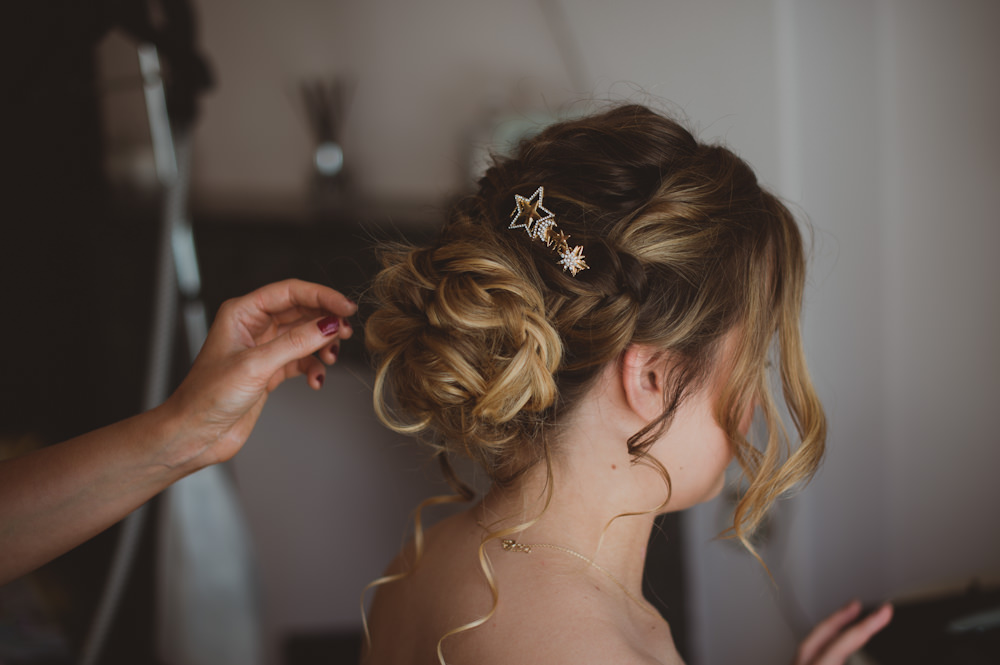 Bride Bridal Hair Style Up Do Star Clips Garthmyl Hall Wedding Sasha Weddings
