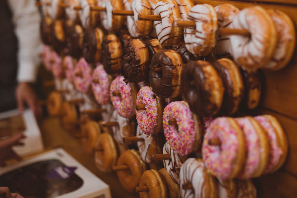 Donut Doughnut Wall Stand Garthmyl Hall Wedding Sasha Weddings