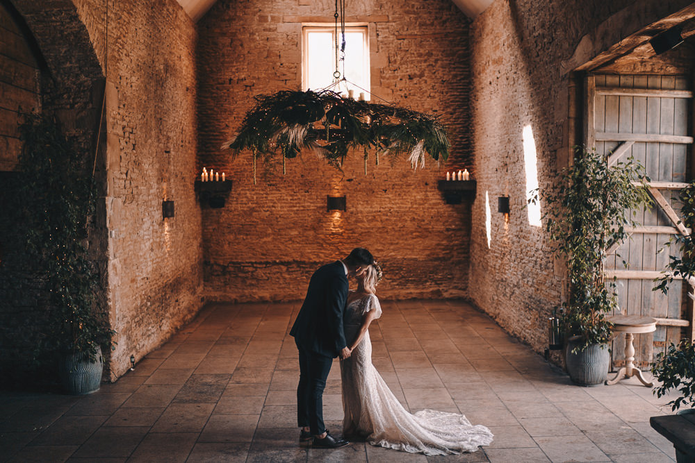 Greenery Foliage Hoop Decor Stone Barn Glittery Wedding Winnington & Coe