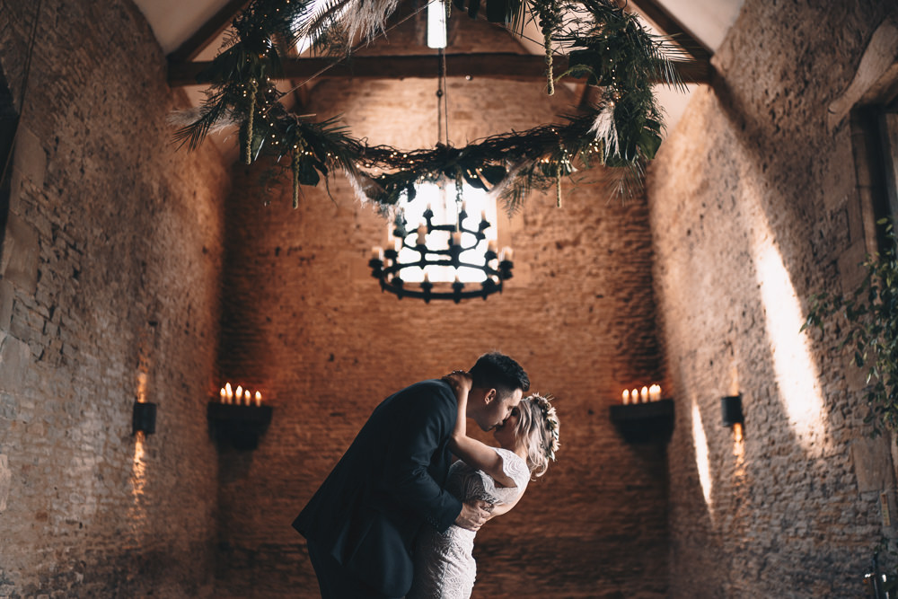 Greenery Foliage Hoop Decor Stone Barn Glittery Wedding Winnington & Coe