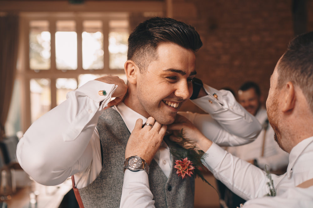 Groom Suit Waistcoat Bow Tie Glittery Wedding Winnington & Coe