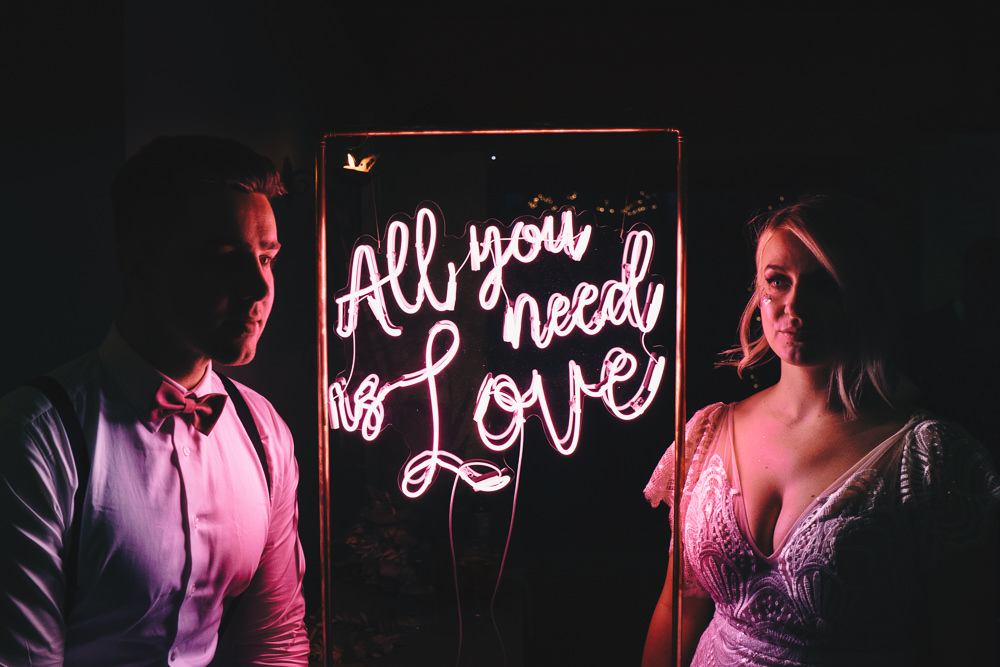 Neon Sign Signs Signage Light Lighting Glittery Wedding Winnington & Coe