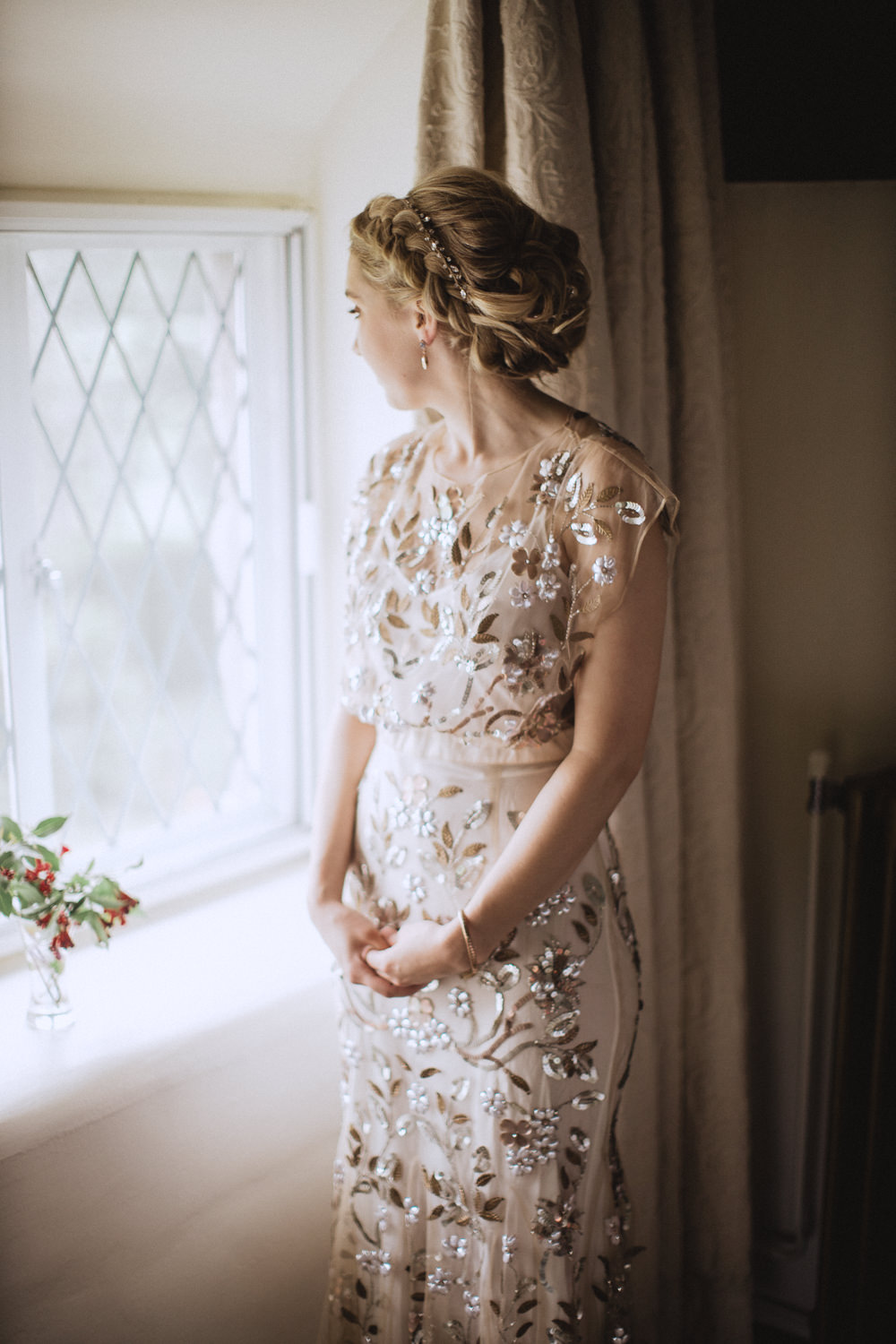 Dress Gown Bride Bridal BHLDN Sequin Beading Natural Marquee Wedding Fox & Bear Photography