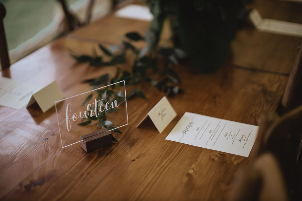 Acrylic Perspex Calligraphy Table Number Natural Marquee Wedding Fox & Bear Photography