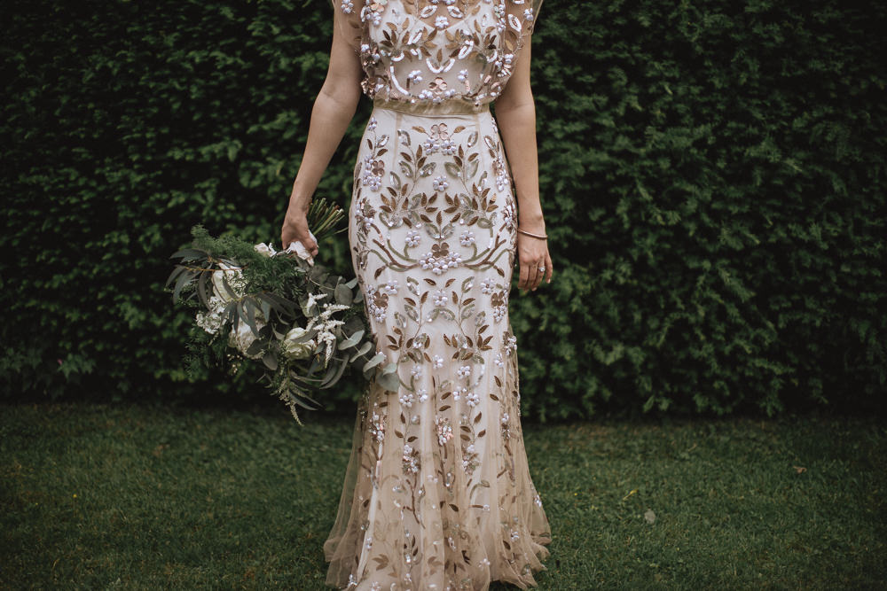 Dress Gown Bride Bridal BHLDN Sequin Beading Natural Marquee Wedding Fox & Bear Photography