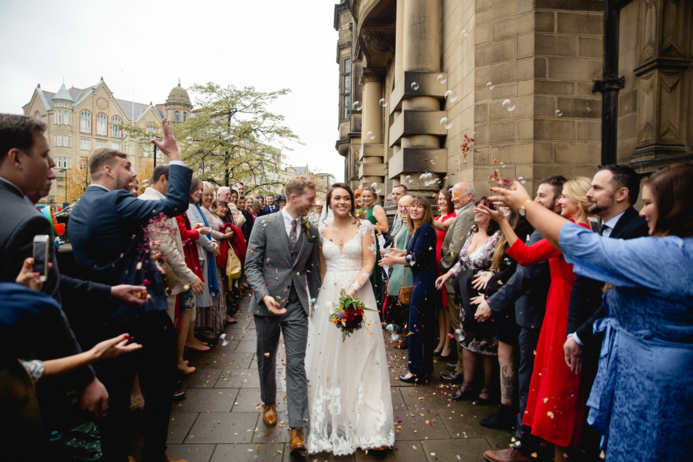 Confetti Throw Sheffield Town Hall Wedding Mark Newton Wedding Photography