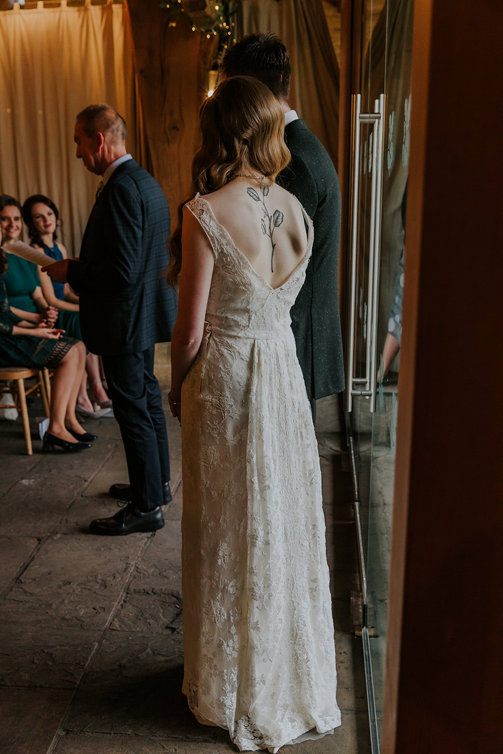 Bride Bridal Dress Gown Vintage Lace Simple Autumn Wedding Maddie Farris Photography