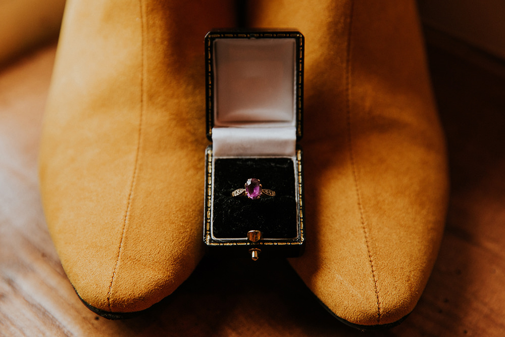 Engagement Ring Amethyst Simple Autumn Wedding Maddie Farris Photography