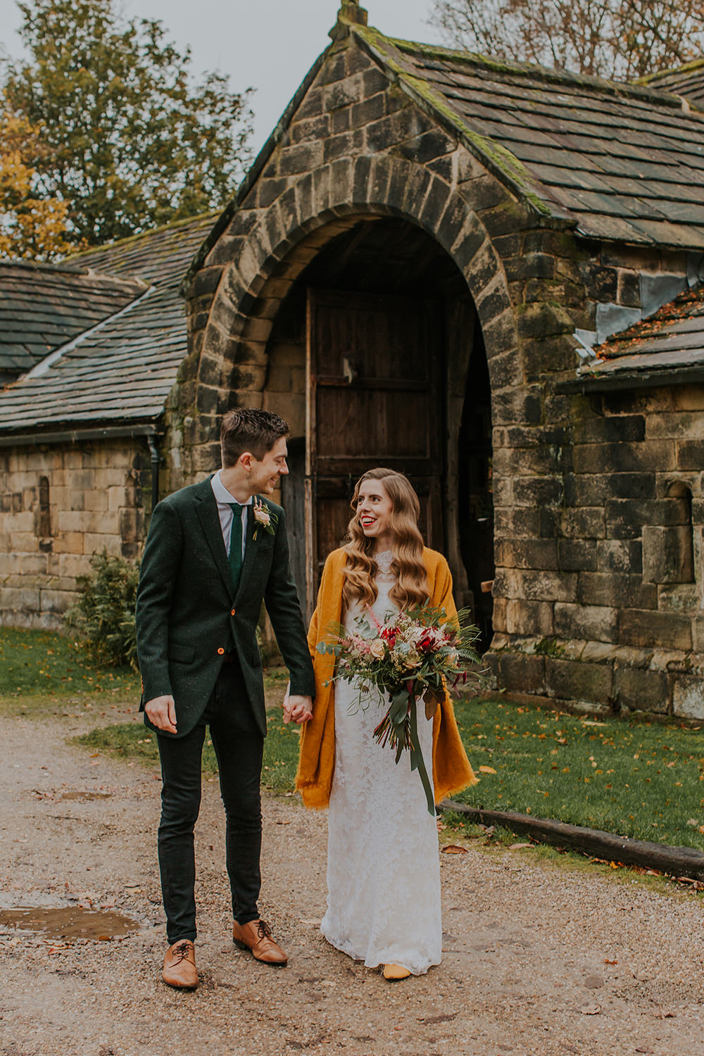 Groom Suit Green Tweed Jacket Jeans Simple Autumn Wedding Maddie Farris Photography