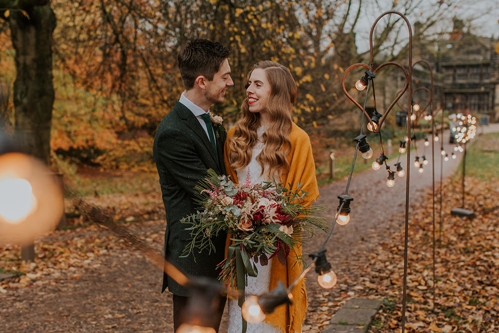 Festoon Lights Simple Autumn Wedding Maddie Farris Photography