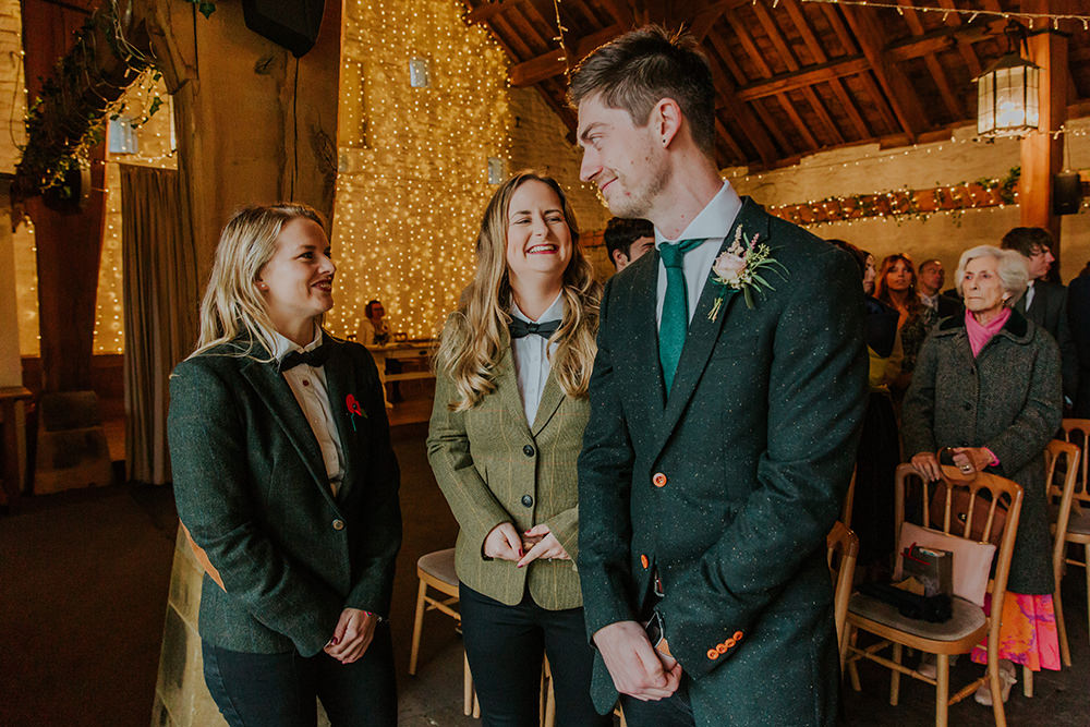 Groom Suit Green Tweed Jacket Jeans Simple Autumn Wedding Maddie Farris Photography