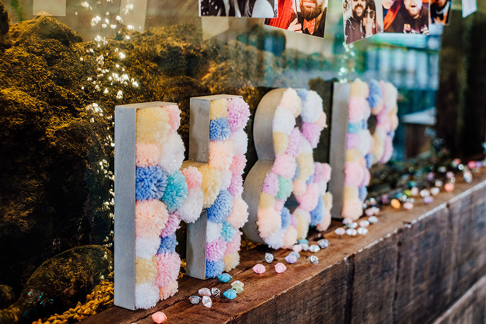 Pom Pom Letters Sign Sparkly Wedding Anna Pumer Photography