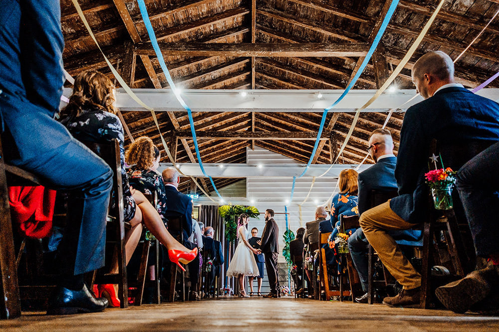 Steamers Ceiling Decor Sparkly Wedding Anna Pumer Photography