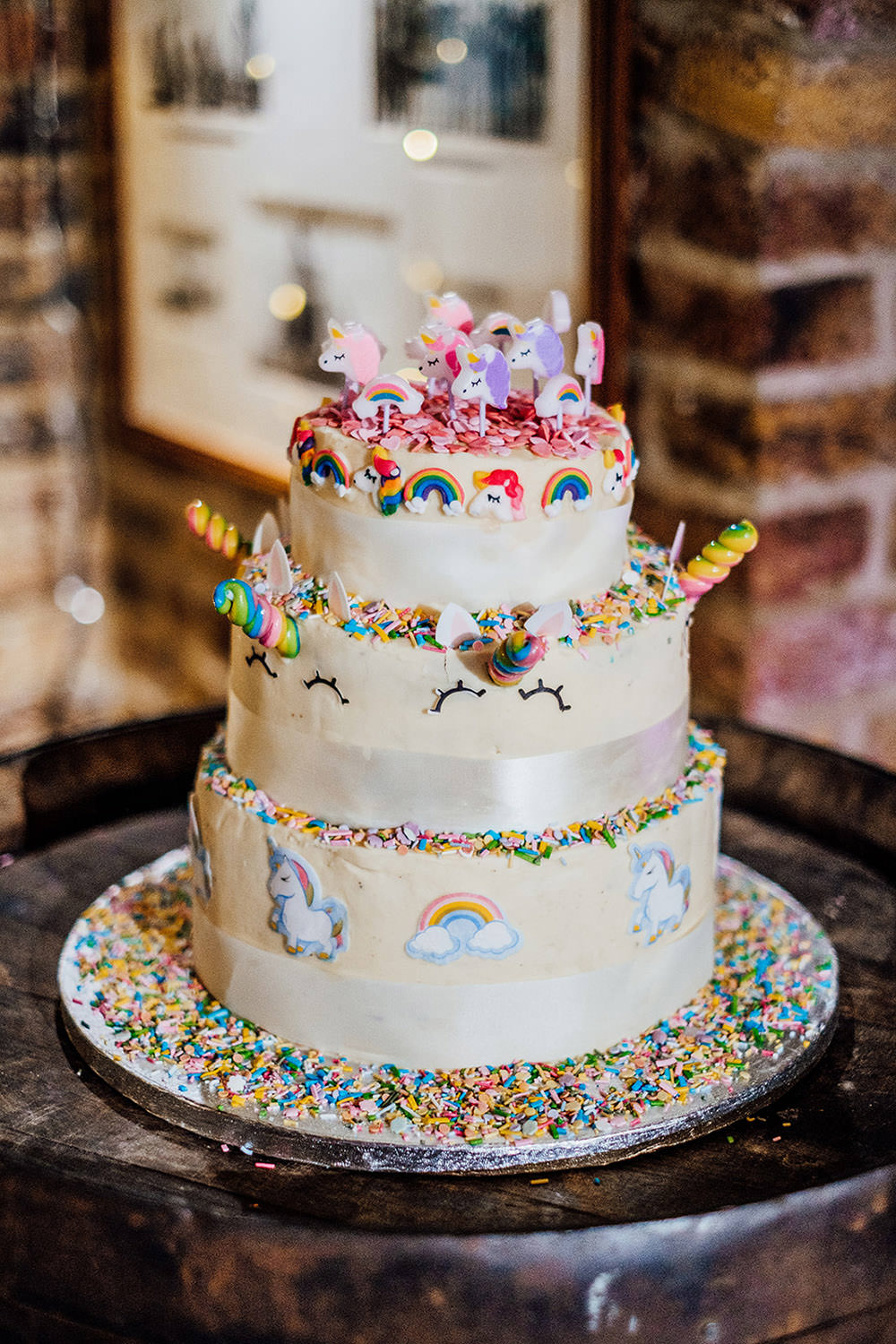 Rainbow Unicorn Sprinkes Cake Sparkly Wedding Anna Pumer Photography