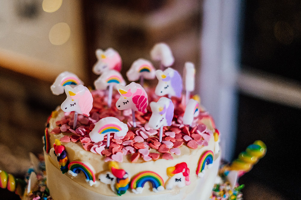 Rainbow Unicorn Sprinkes Cake Toppers Sparkly Wedding Anna Pumer Photography