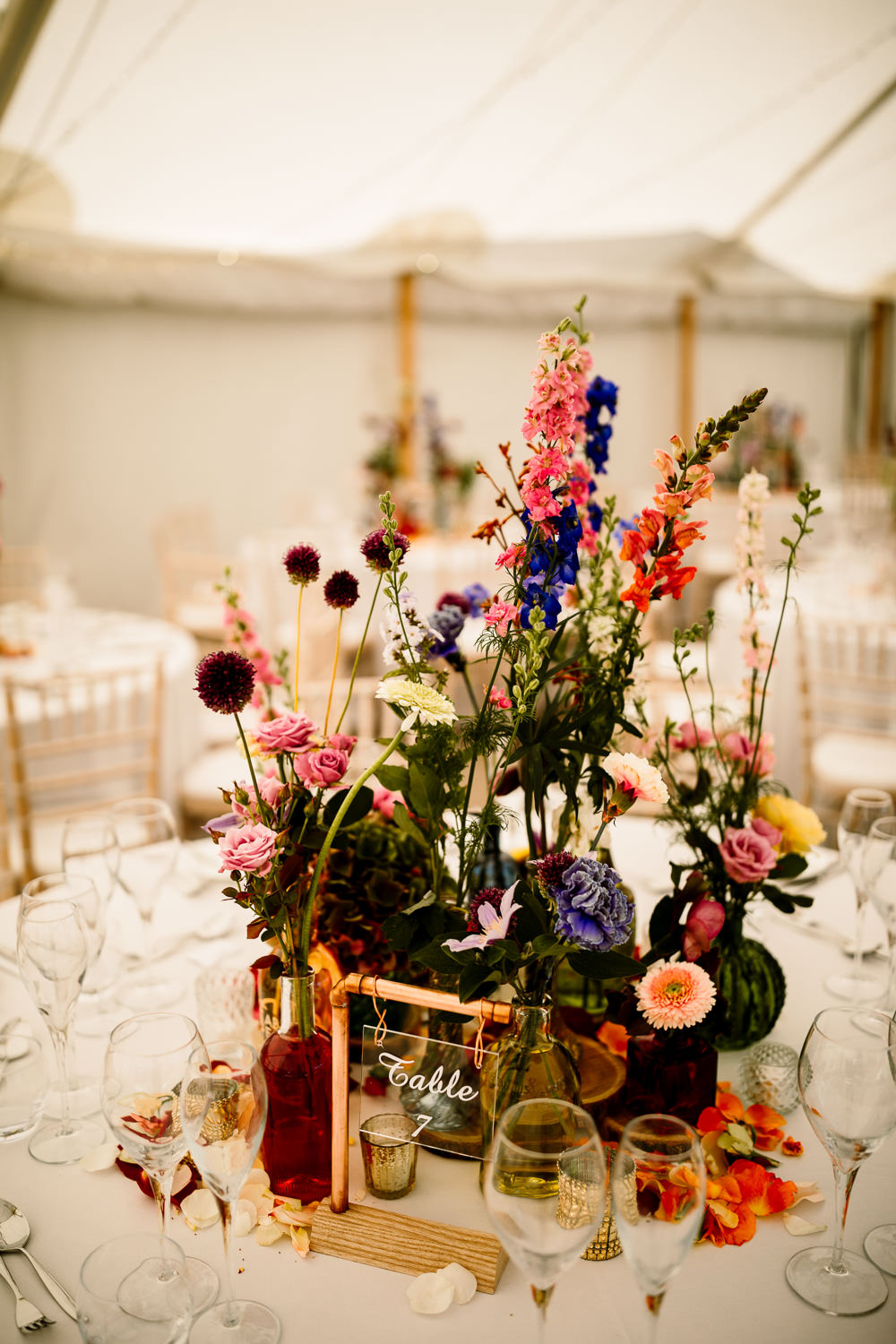 Centepiece Flowers Wild Flowers Decor Table Sperry Tent Wedding Hayley Baxter Photography