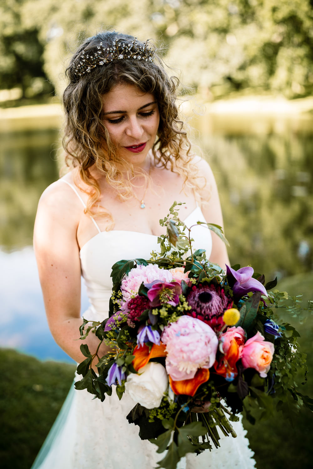 Bouquet Flowers Bride Bridal Peony Rose Pink Orange Sperry Tent Wedding Hayley Baxter Photography