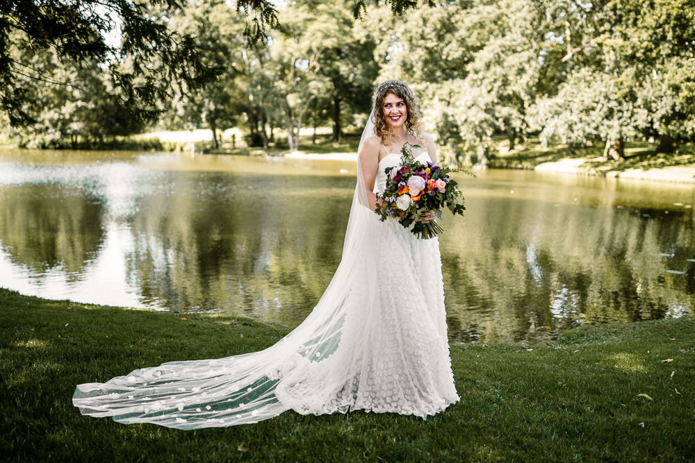 Charlie Brear Two Piece Skirt Top Dress Gown Bride Bridal Veil Sperry Tent Wedding Hayley Baxter Photography