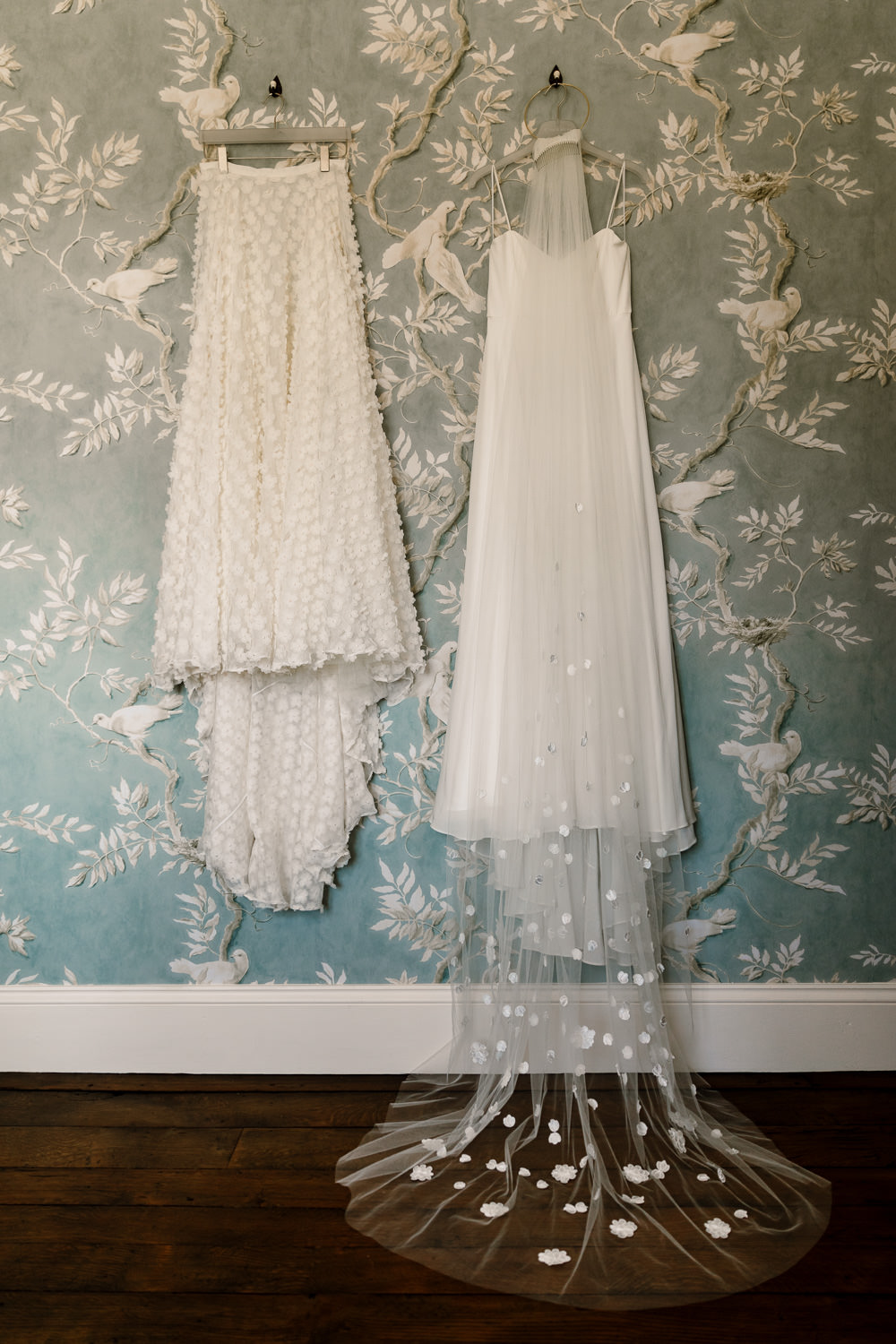 Charlie Brear Two Piece Skirt Top Dress Gown Bride Bridal Veil Sperry Tent Wedding Hayley Baxter Photography