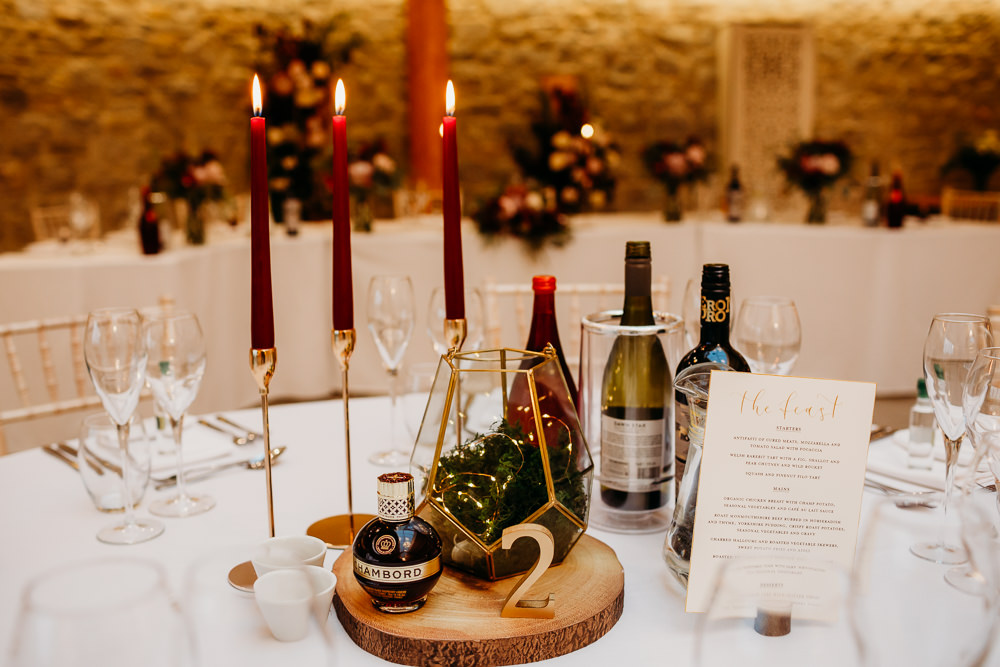 Terrarium Centrepiece Candles Table Name Log Slice Decor St. Tewdrics House Wedding When Charlie Met Hannah