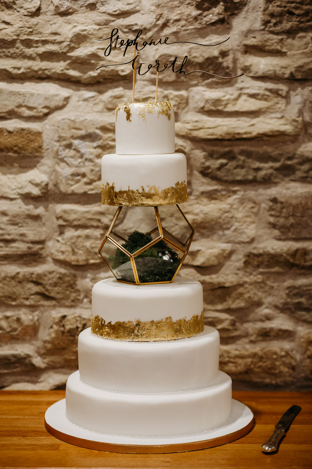 Cake Gold Glass Terrarium St. Tewdrics House Wedding When Charlie Met Hannah