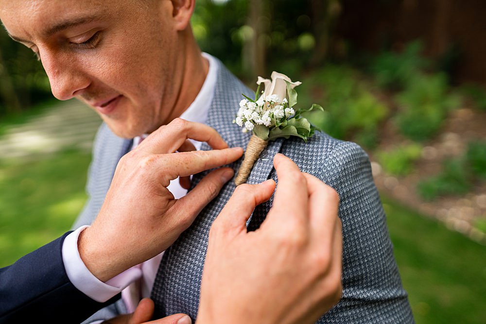 Buttonhole Flowers Groom Stylish Rustic Wedding Mia Photography