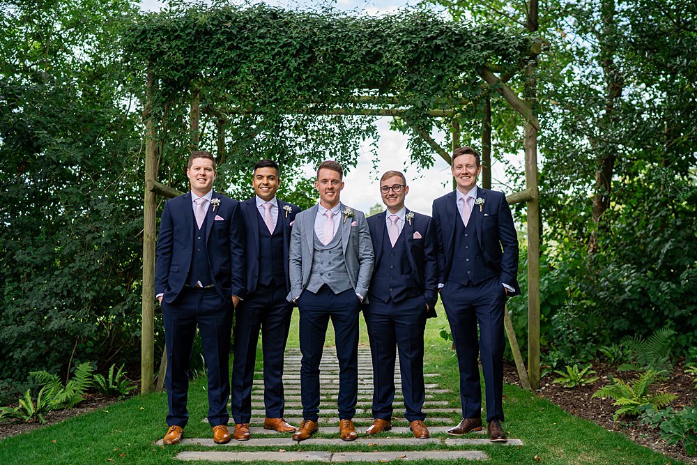 Groom Groomsmen Suit Grey Navy Pink Tie Stylish Rustic Wedding Mia Photography