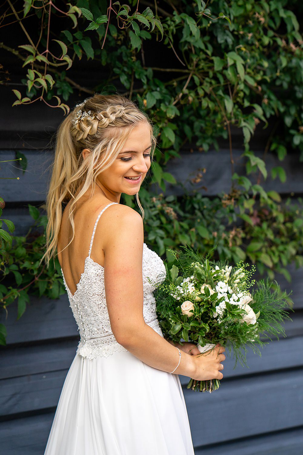 Hair Style Up Do Bride Bridal Ponytail Plait Braid Stylish Rustic Wedding Mia Photography