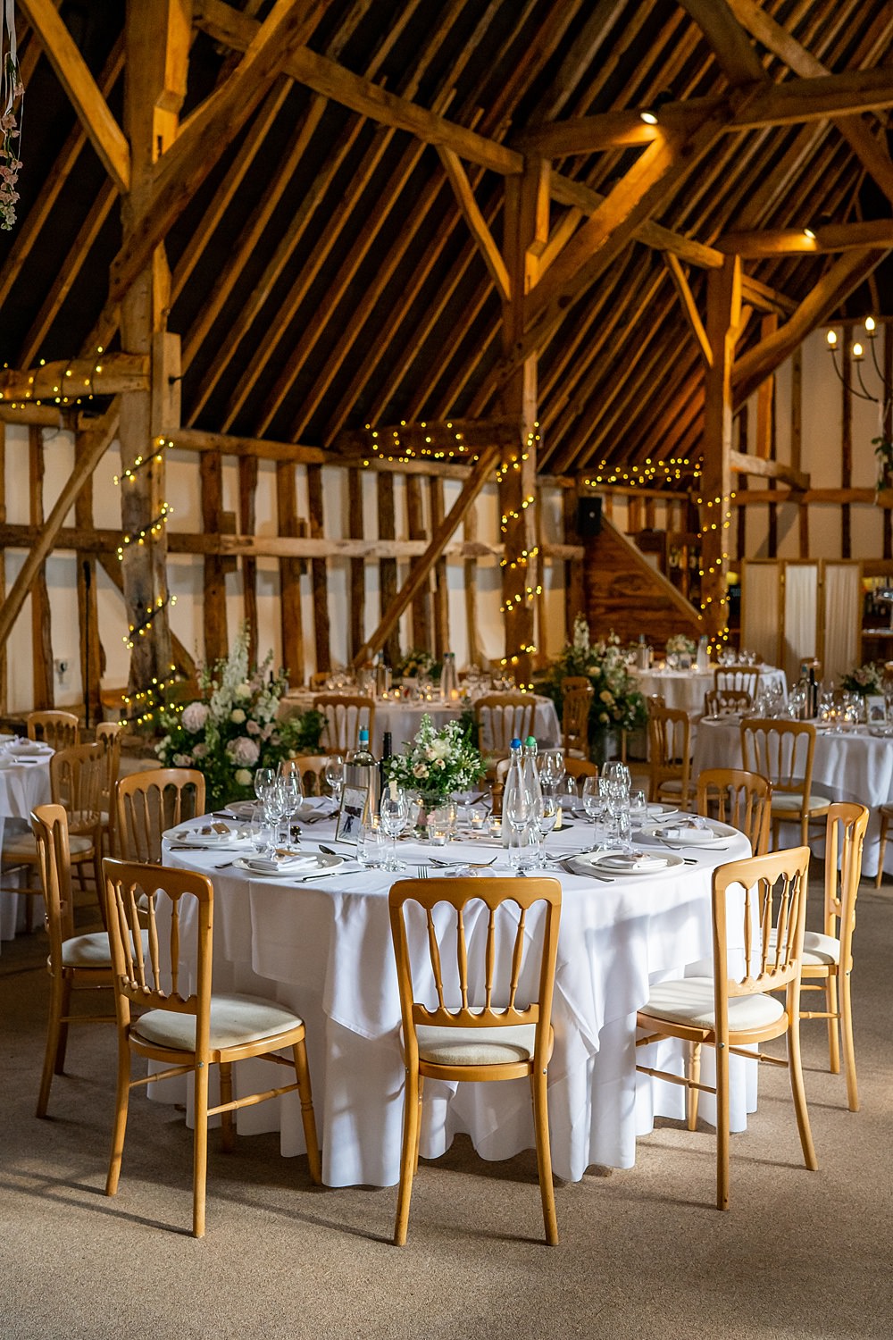 Clock Barn Hanging Flowers Round Tables Stylish Rustic Wedding Mia Photography