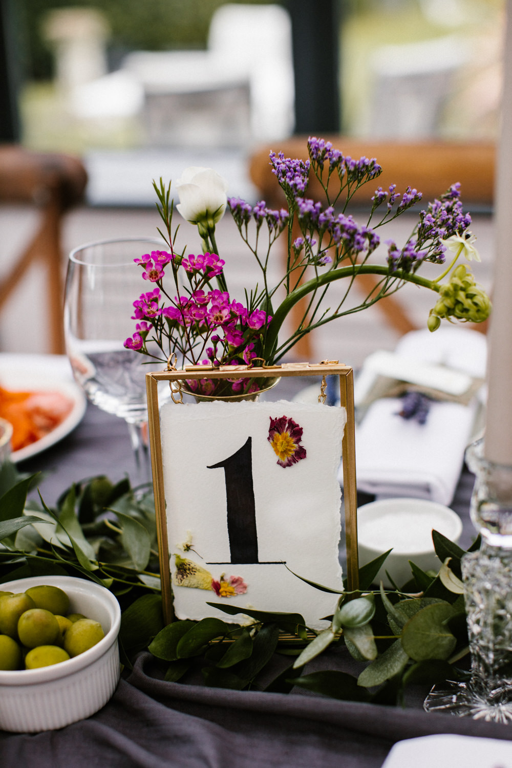 Table Number Frame Pressed Flowers Titchwell Manor Wedding Honey and The Moon Photography