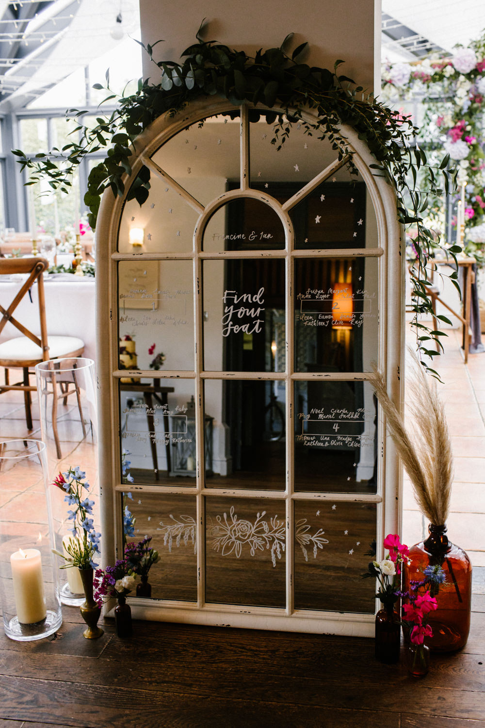 Mirror Frame Table Plan Seating Chart Titchwell Manor Wedding Honey and The Moon Photography