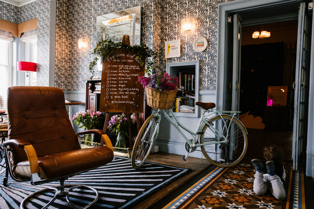 Bicycle Bike Flowers Basket Decor Titchwell Manor Wedding Honey and The Moon Photography