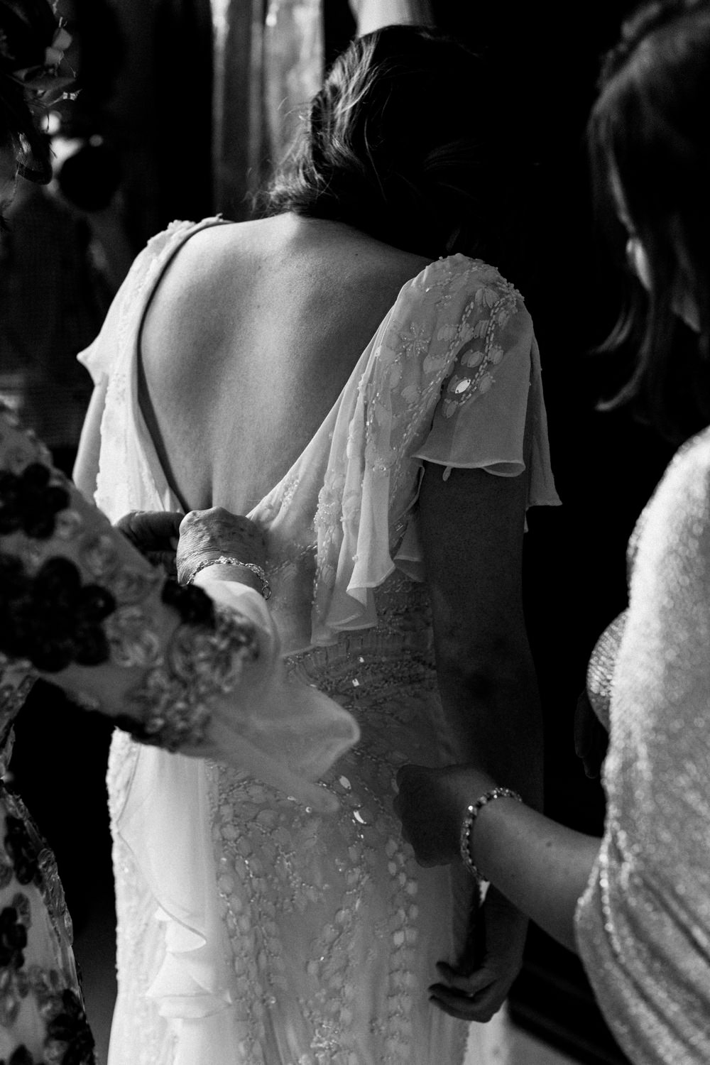 Dress Gown Bride Bridal Eliza Jane Howell Sleeves Sequins Veil Titchwell Manor Wedding Honey and The Moon Photography