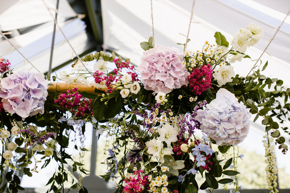 Hanging Flowers Suspended Florals Decor Conservatory Titchwell Manor Wedding Honey and The Moon Photography