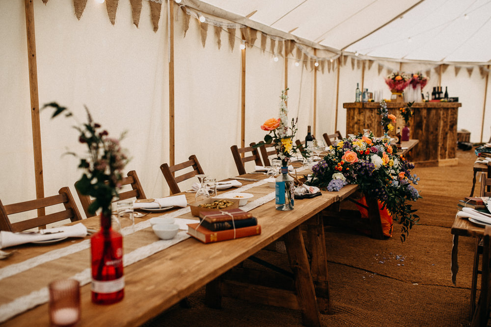 Long Wooden Trestle Tables Rustic Flowers Tree Cathedral Wedding Milton Keynes Miracle Moments