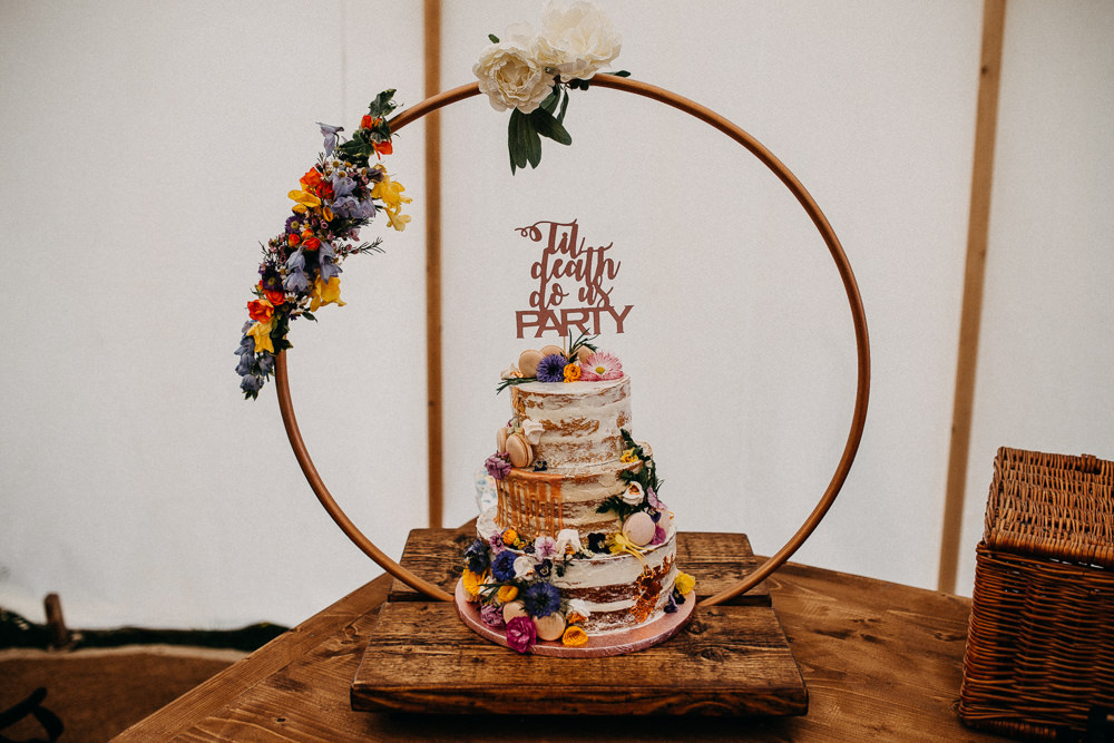 Semi Named Cake Drip Flowers Macaron Topper Hoop Ring Circle Flowers Tree Cathedral Wedding Milton Keynes Miracle Moments